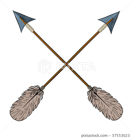 Crossed indian arrows. Crossed indian arrows. 37553023