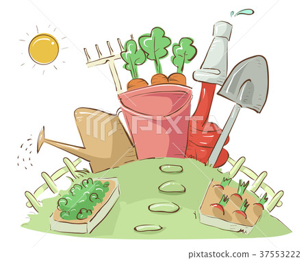 Garden Plot Tools Illustration 37553222