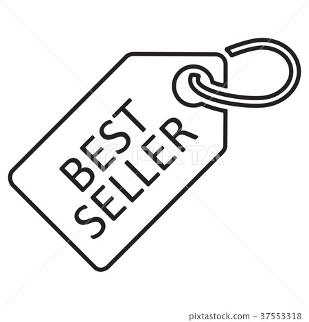 Best seller tag. Line icon, black color. Isolated 37553318
