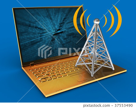 3d illustration of golden computer -插圖素材 [37553490] - PIXTA圖庫