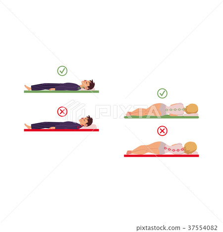 vector incorrect sleeping posture of man, woman 37554082