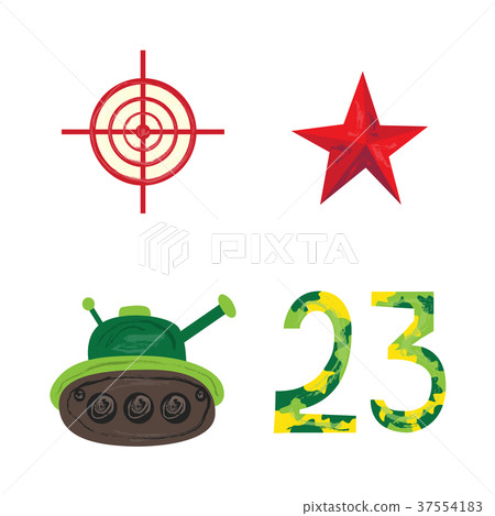 Vector flat army, military Fatherland Defender set Vector flat army, military Fatherland Defender set 37554183