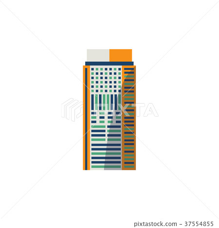 Flat skyscraper, business center with rounded roof 37554855
