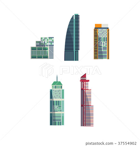Vector flat buildings, architecture icon set 37554902