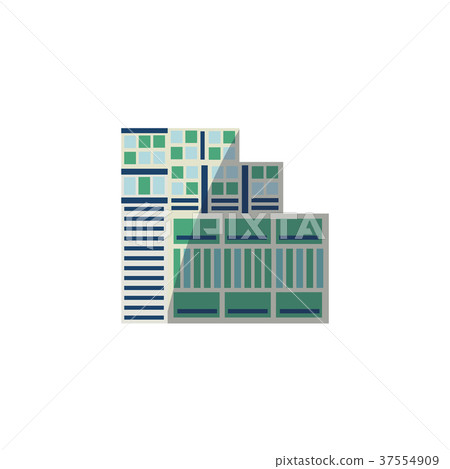Flat skyscraper, business center with rounded roof Flat skyscraper, business center with rounded roof 37554909