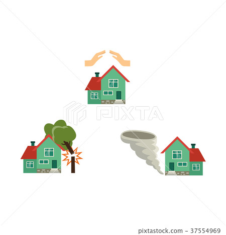 vector flat house insurance concept set 37554969