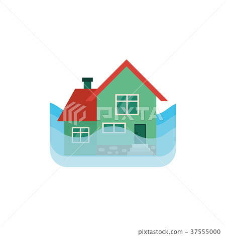 vector flat flood, water house insurance concept - Stock Illustration ...