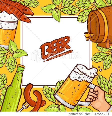 vector cartoon beer symbols poster template vector cartoon beer symbols poster template 37555201
