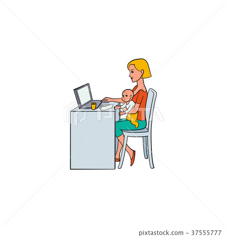 Vector flat people working from home, remote work 37555777
