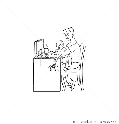 Vector flat people working from home, remote work 37555778
