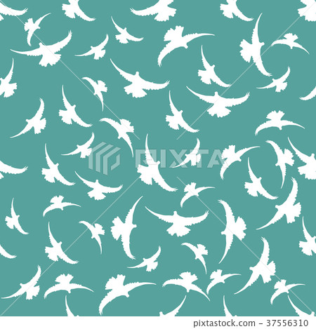 Seamless pattern of a flock of white birds. 37556310