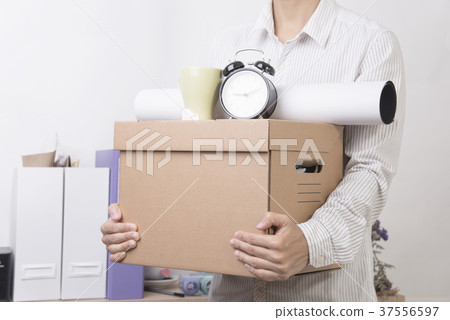 business holding personal items box ready moving 37556597