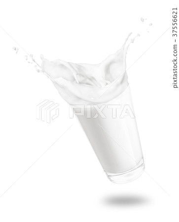 glass of milk with splashes glass of milk with splashes 37556621