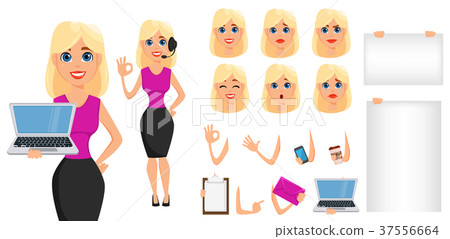 Business Woman Cartoon Character Creation Set. - Stock Illustration ...