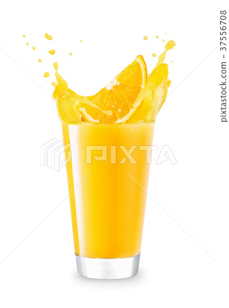 glass of splashing orange juice 37556708