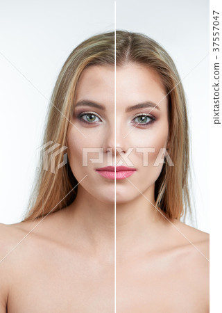 Enface comparison portrait of a green-eyed model Enface comparison portrait of a green-eyed model 37557047