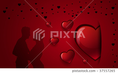 Romantic Background With Silhouette Couple Holding 37557265