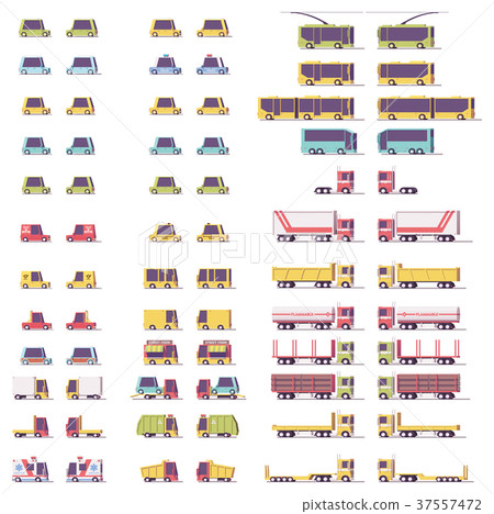 Vector isometric low poly transport set 37557472