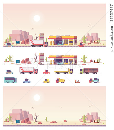 Vector isometric low poly filling station Vector isometric low poly filling station 37557477