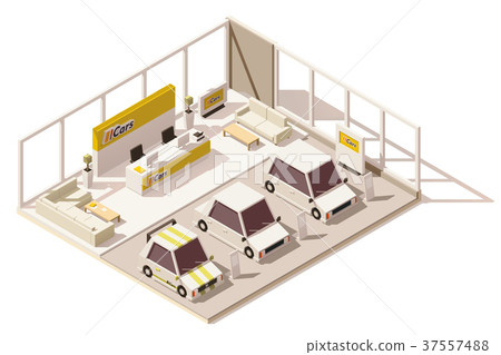 Vector isometric low poly car dealership showroom 37557488