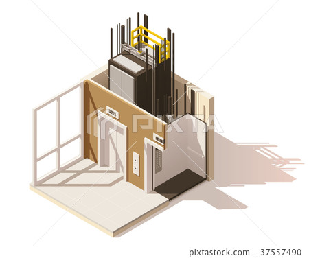 Vector isometric low poly elevator cutaway icon 37557490