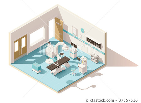 Vector isometric low poly operating room 37557516