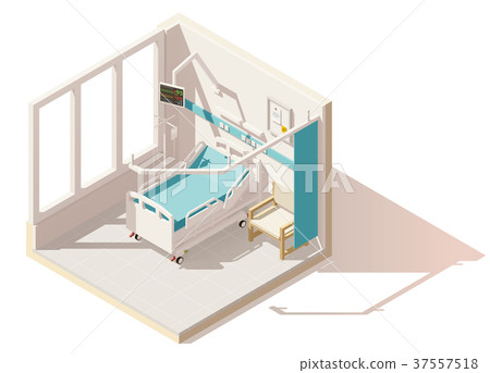 Vector isometric low poly hospital ward 37557518