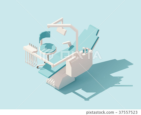 Vector isometric low poly dental chair Vector isometric low poly dental chair 37557523