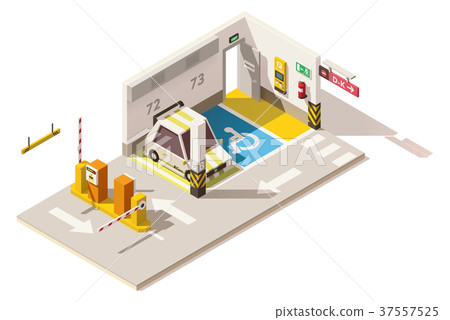 Vector isometric low poly underground car parking 37557525