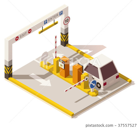 Vector isometric low poly car parking entrance 37557527