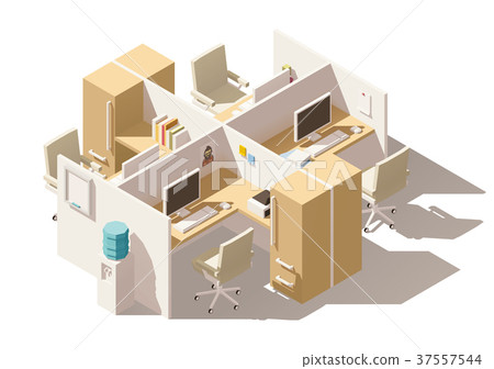 Vector isometric low poly office cubicle 37557544