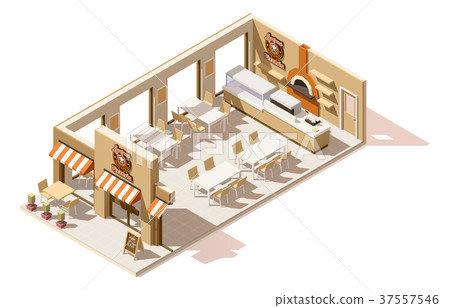 Vector isometric low poly pizzeria 37557546