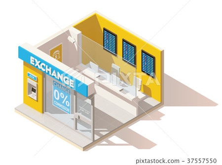 Vector isometric low poly currency exchange 37557550