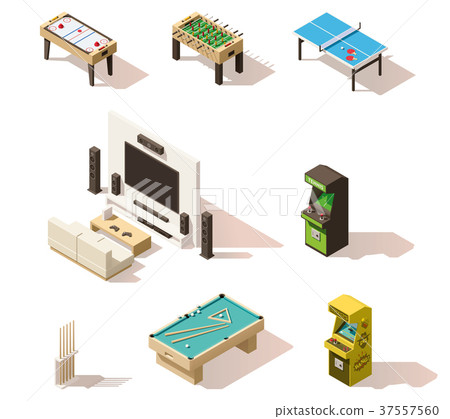 Vector isometric low poly games set Vector isometric low poly games set 37557560