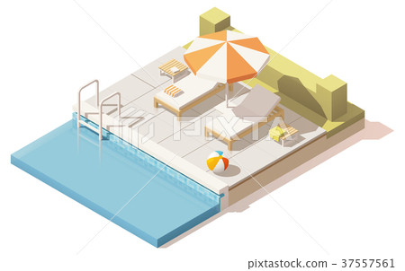 Vector isometric low poly swimming pool 37557561