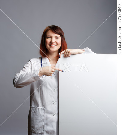 Image of smiling female doctor in white robe and Image of smiling female doctor in white robe and 37558049