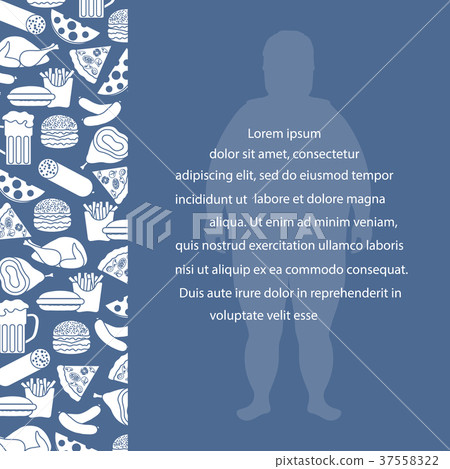 Fat man with unhealthy lifestyle symbols 37558322