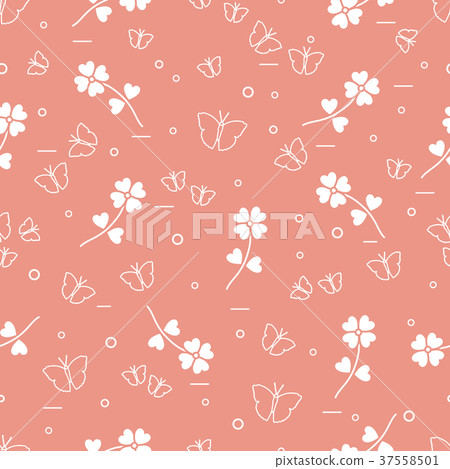 Seamless pattern with shamrock and butterflies Seamless pattern with shamrock and butterflies 37558501