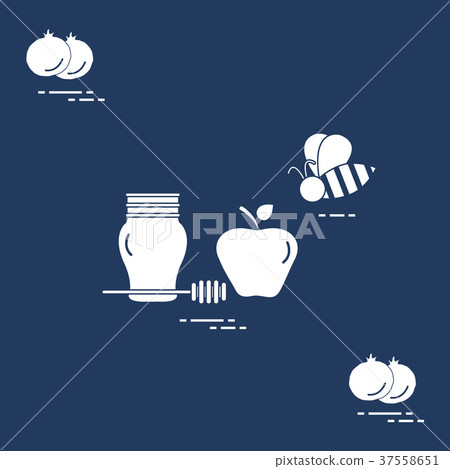 Apple in honey in Rosh Hashanah, pomegranate, bee 37558651