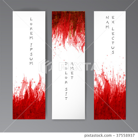 Banners with red blood splashes on realistic paper 37558937