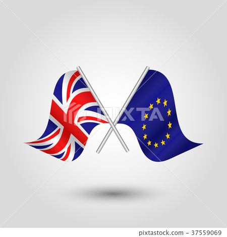 vector two crossed british and eu flags vector two crossed british and eu flags 37559069