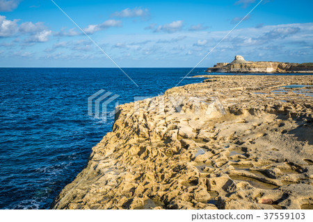 Salt evaporation ponds on Gozo island, Malta 37559103