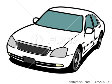 Domestic Big Sedan White Car Illustration 37559293