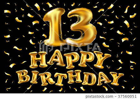 vector happy birthday 13 years golden balloon 37560051