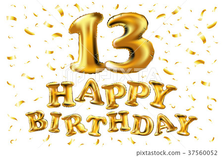 vector happy birthday 13 years golden balloon 37560052