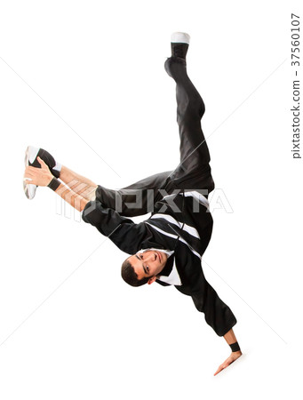Teenager dancing break dance in action 37560107