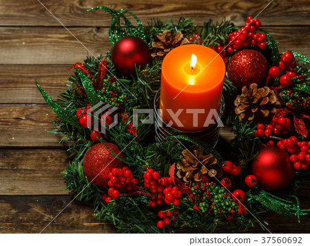 Advent wreath with candle Advent wreath with candle 37560692