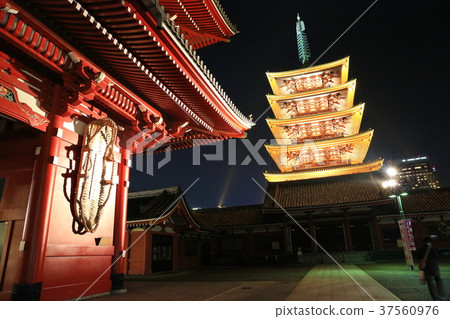 淺草淺草寺Takarazumon和五層寶塔 37560976