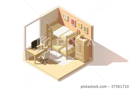 Vector isometric low poly children room icon Vector isometric low poly children room icon 37561710
