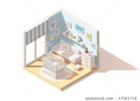 Vector isometric low poly baby room icon 37561718